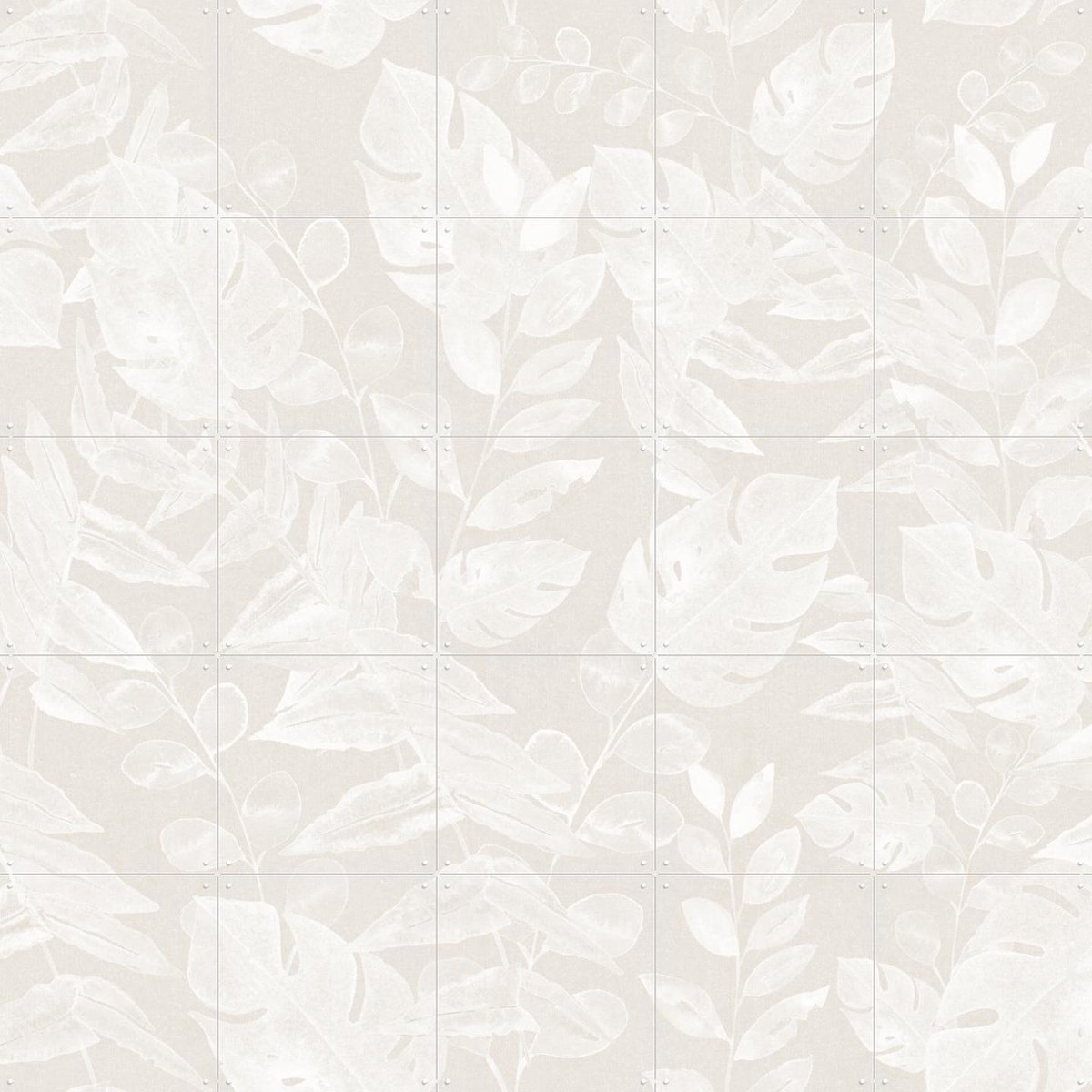 IXXI Watercolour botanical foliage neutral, Bloomery Decor - 100 x 100 cm - Gratis ophangtool - Grote wanddecoratie en posters - Naturalisme, Aquarel