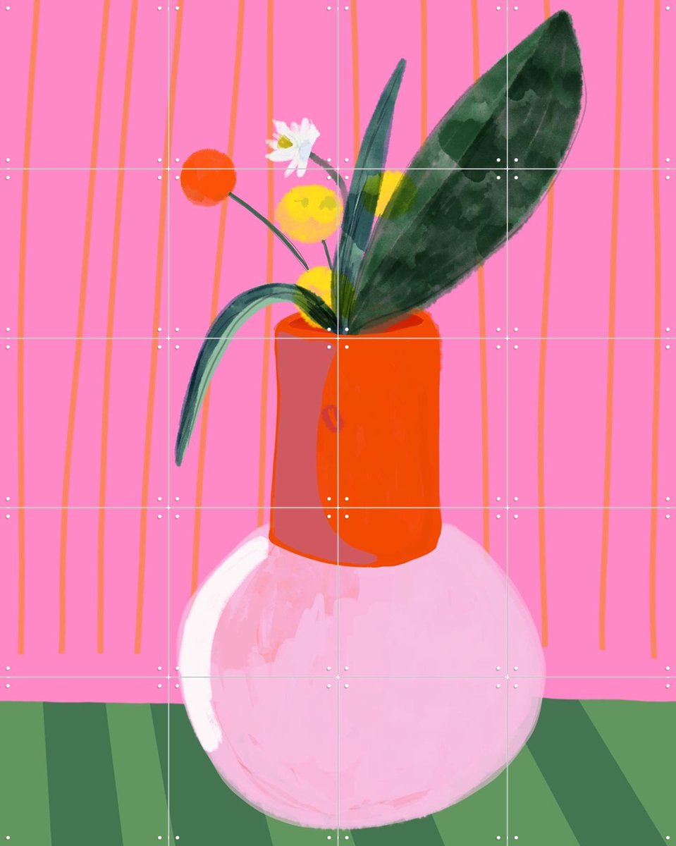 IXXI Mio Vaso pinky love, Hej.Ibiza - 80 x 100 cm - Gratis ophangtool - Grote wanddecoratie en posters - Speels, Illustraties, Kleurrijk, Digitale