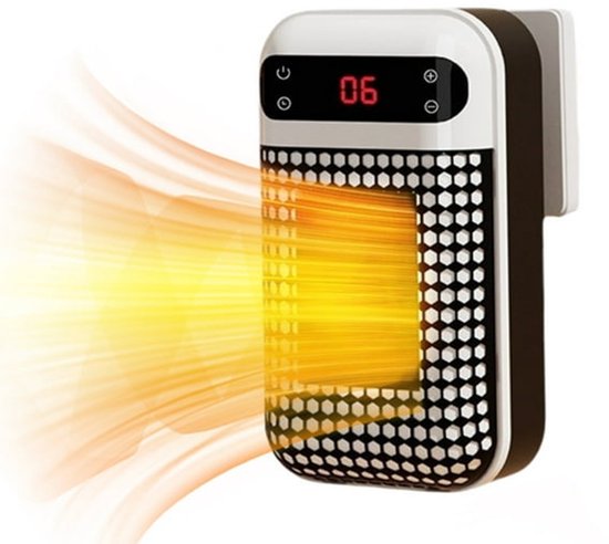 Elektrische Mini Stopcontact Kachel Keramische Verwarming Draagbaar Stil Timer Thermostaat LED Wit