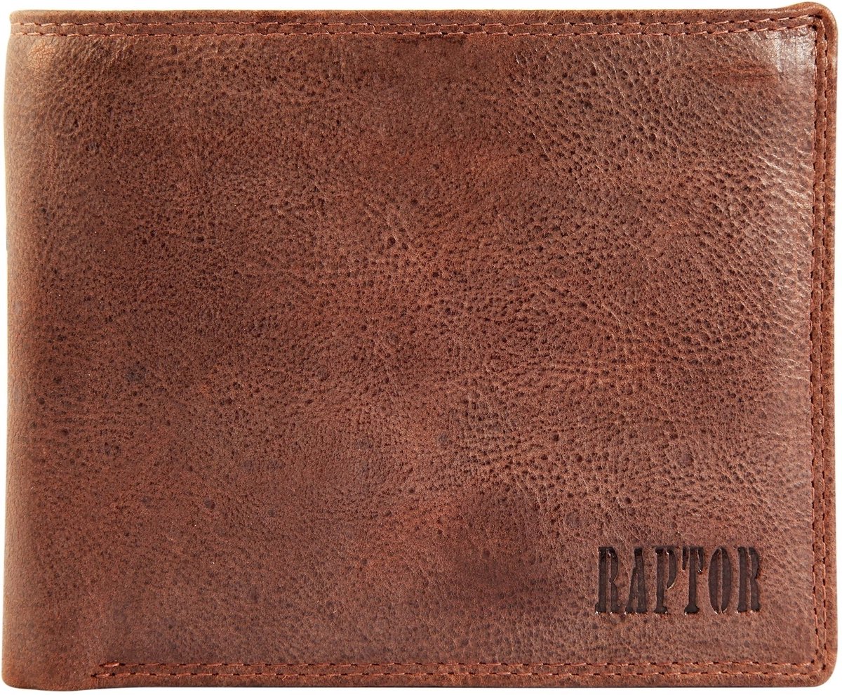 Raptor Herenportemonnee horizontaal echt leer RA40007 Herenportemonnee van echt leer. 12 x 10 cm.