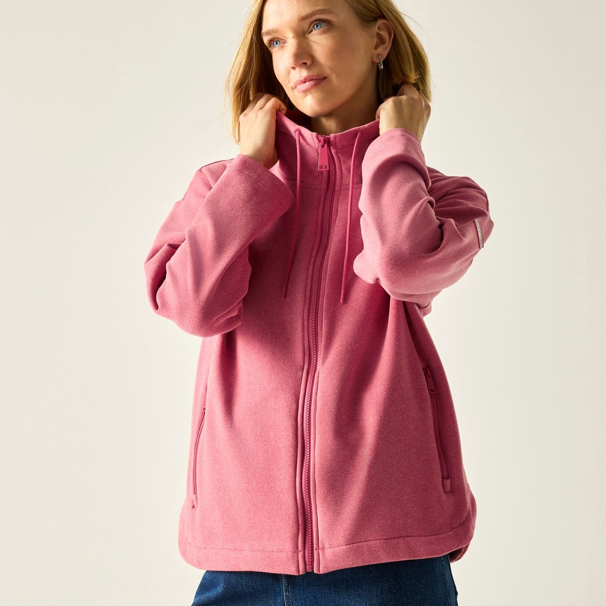 Dames Ashlynn gebreide fleece met volledige ritssluiting Roze