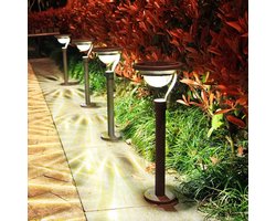 ANMI® Solar Tuinlamp Warm Wit 3000K - Staande Tuinpaal of Priklamp - Schemer Sensor - Waterbestendig - Aluminium RVS Kunststof - Voor Tuin Pad Oprit Terras