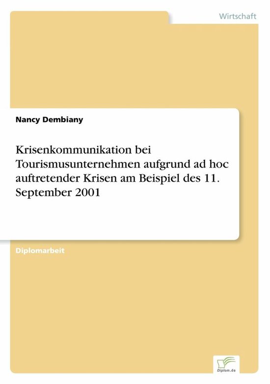 Krisenkommunikation bei Tourismusunternehmen aufgrund ad hoc ... - cover