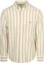 Chemise Gant Cotton Linen Raie Beige - Taille 3XL - Homme - Chemises Casual