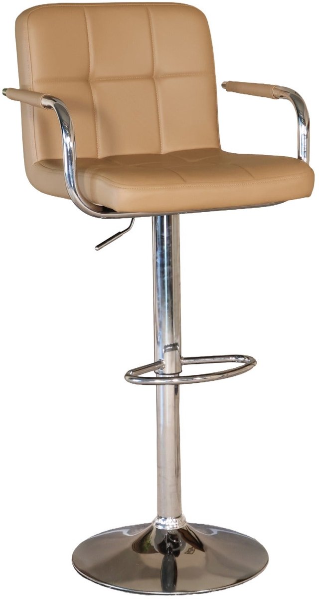 Lizzely Garden & Living SET DEAL: 4 stuks Barkruk Anel met armleuning: lichtbruin leder barstoel