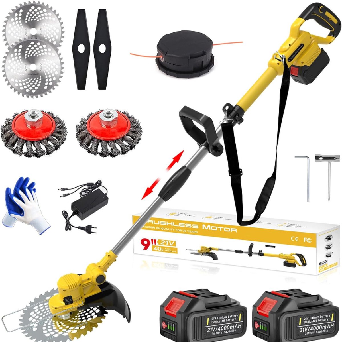 Aurixi® Onkruidborstel Electrisch - Onkruidborstel Machine - Voegenborstel – Geel - 145 x 25 x 13cm;