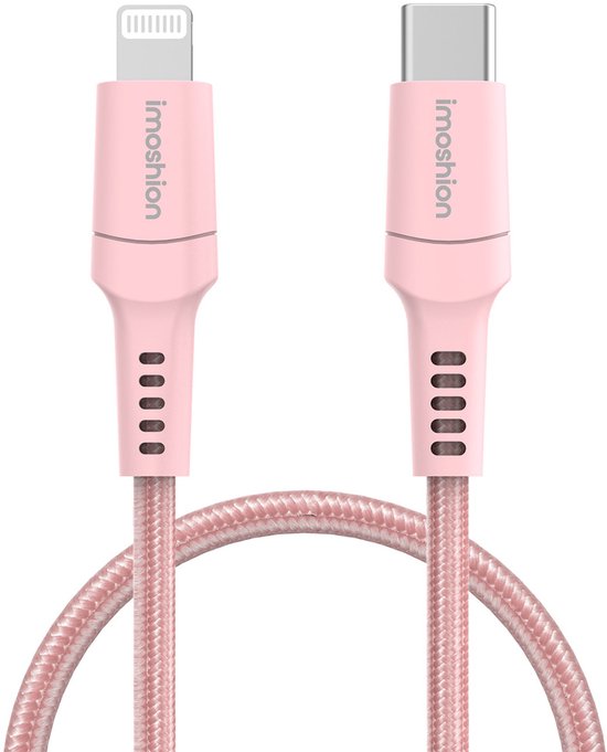 imoshion Kabel - Geschikt voor Lightning naar USB C - 1 meter - Oplader Kabel - Roze