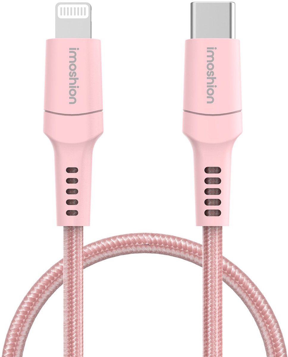 imoshion Kabel - Geschikt voor Lightning naar USB C - 1 meter - Oplader Kabel - Roze