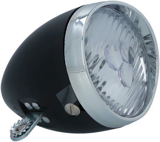 Dresco Koplamp Fiets Classic Zwart - Fietsverlichting - Classic - 3 LEDs - Zwart van Dresco — afbeelding 4