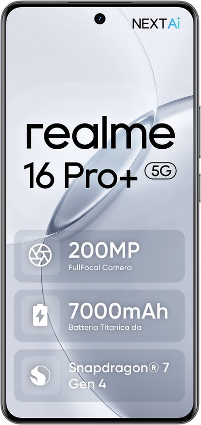 Realme 16 Pro+ 5G met 200MP camera, 7000mAh batterij en Snapdragon 7 Gen 4.