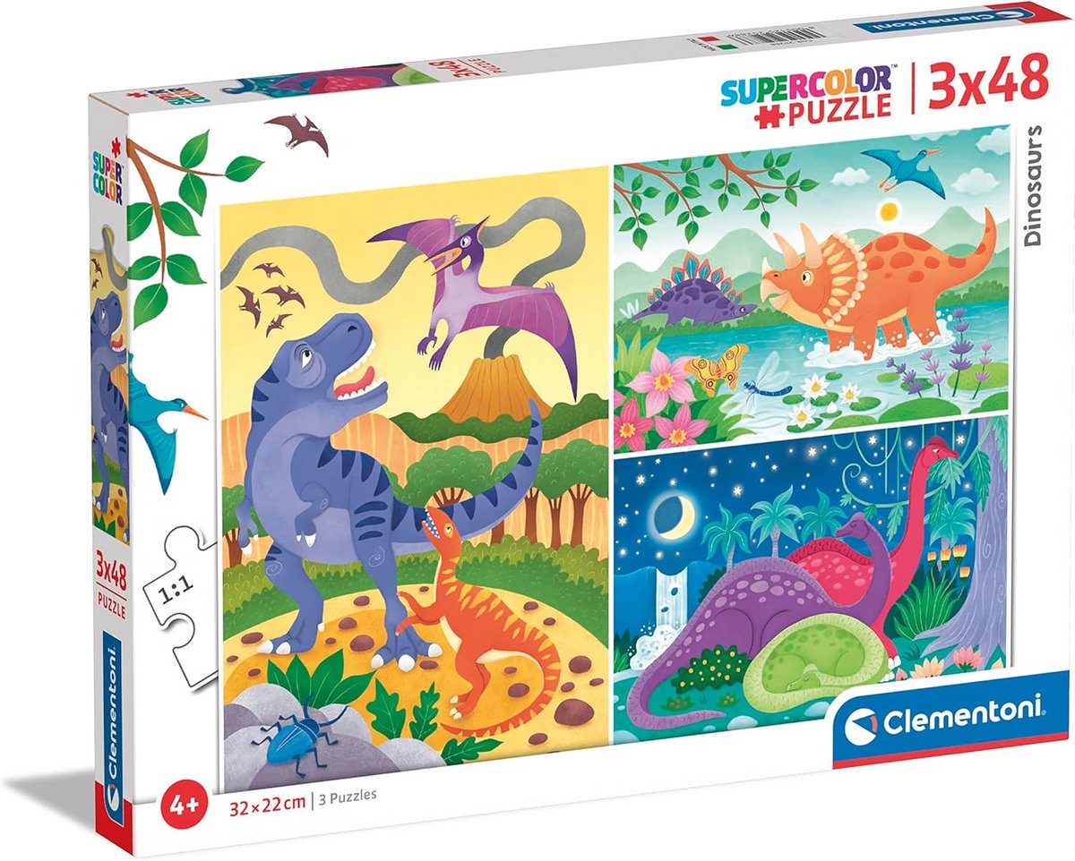Dinosaurus Puzzelset 3x48 Stukjes voor Kinderen 5-7 Jaar