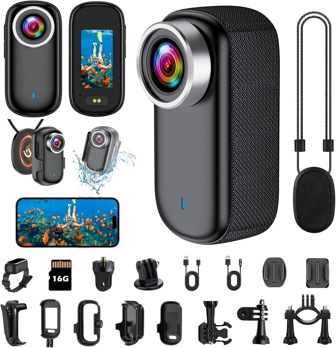 Waterdichte 4K WiFi Actiecamera met 1.47 inch Display - Mini Helmcamera voor Fiets en Motor