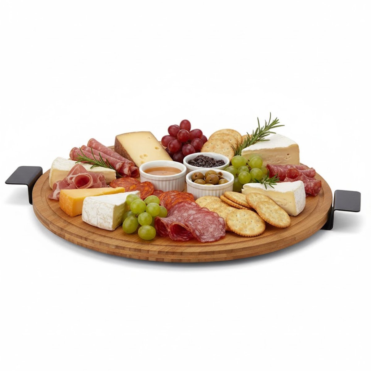 Lomera Draaibaar Serveerplateau - Bamboe Draaiplateau - Serveerplank Bamboe - Ronde Serveerplank - Hapjes Serveerplateau - Bamboe Serveerbord - Borrelplank Bamboe - Tapasplank - Kaasplank Bamboe - Draaibaar Plateau - Serveerbord