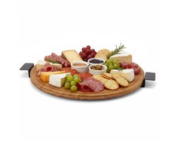 Lomera Draaibaar Serveerplateau - Bamboe Draaiplateau - Serveerplank Bamboe - Ronde Serveerplank - Hapjes Serveerplateau - Bamboe Serveerbord - Borrelplank Bamboe - Tapasplank - Kaasplank Bamboe - Draaibaar Plateau - Serveerbord