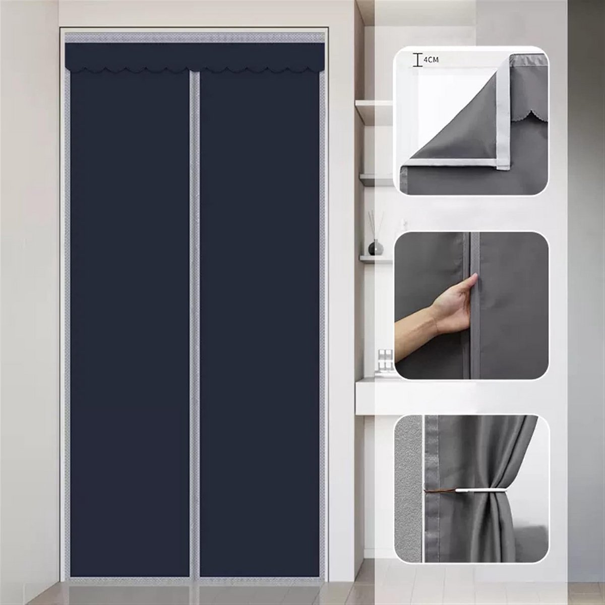 Magnetisch Vliegengordijn met Isolerende Werking - Warmte-Isolatie Deurhor voor Koudebescherming en Winddicht