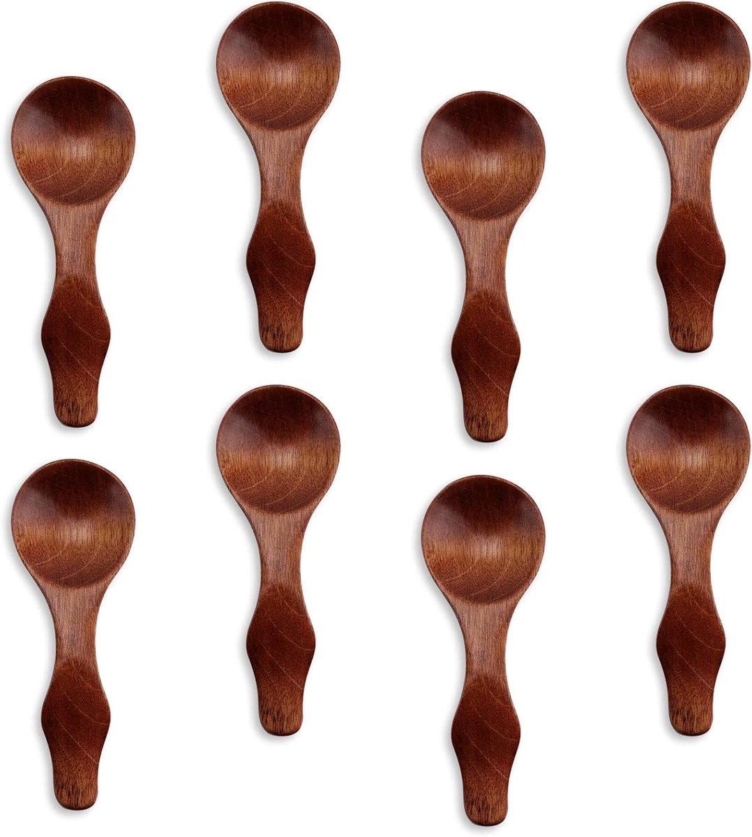 Kleine houten lepels voor kruiden en specerijen - set van 8 stuks