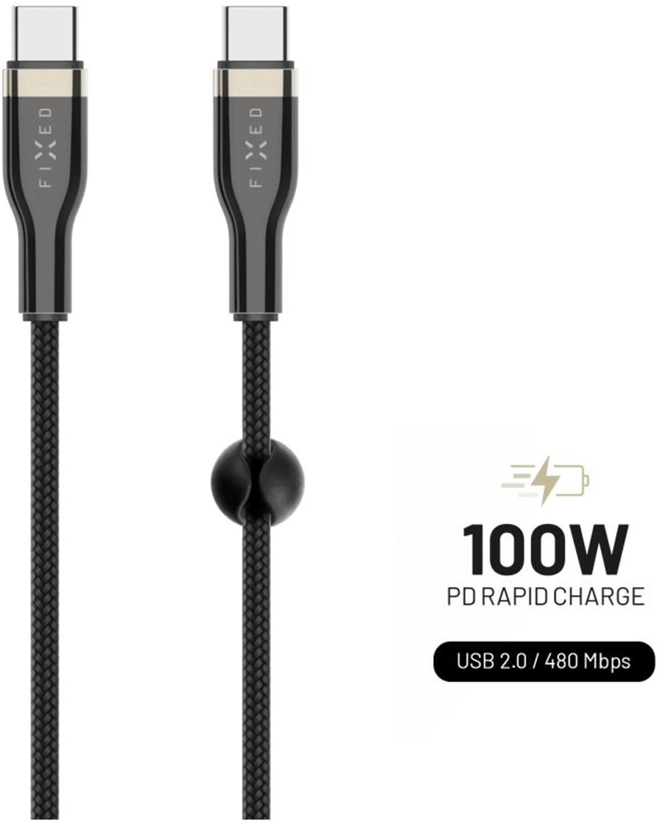 FIXED FIXDB-CC12-BK USB-kabel USB 2.0 1,2 m USB C Zwart