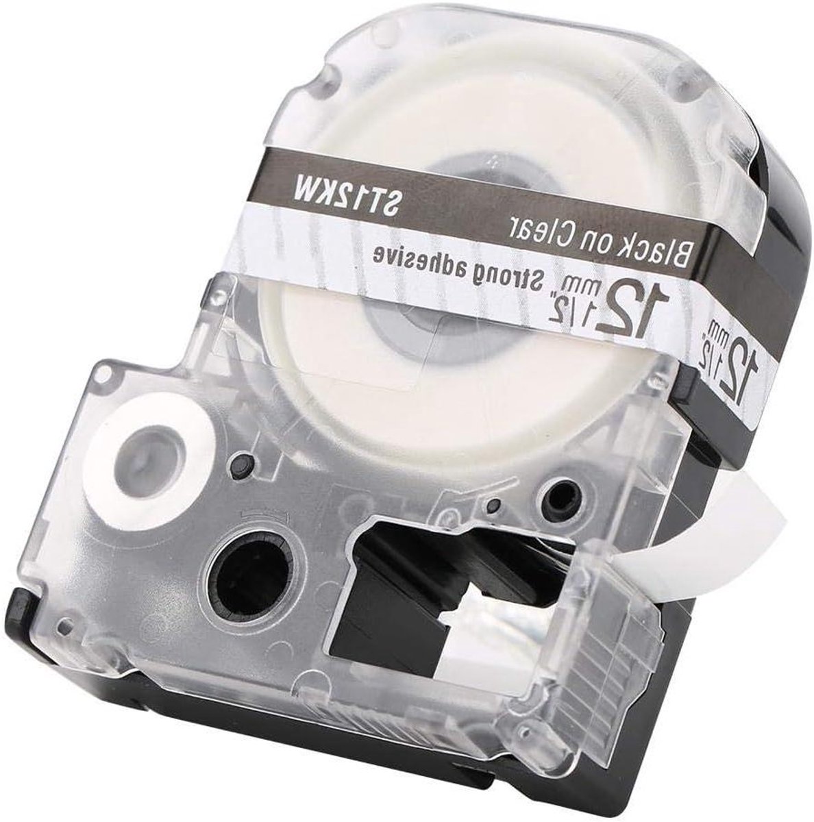 12 mm Gelamineerd Plakband Zwart op Helder voor Labelprinter - Compatibel met LW Series - Vervanging Labeltapes