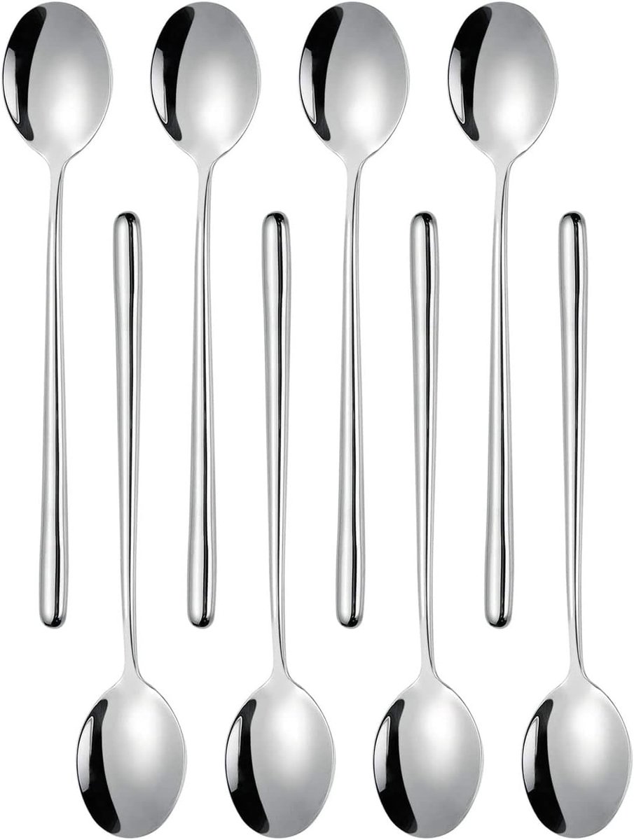 Set van 8 RVS Soeplepels met Lange Steel - Aziatische Stijl Eetlepels