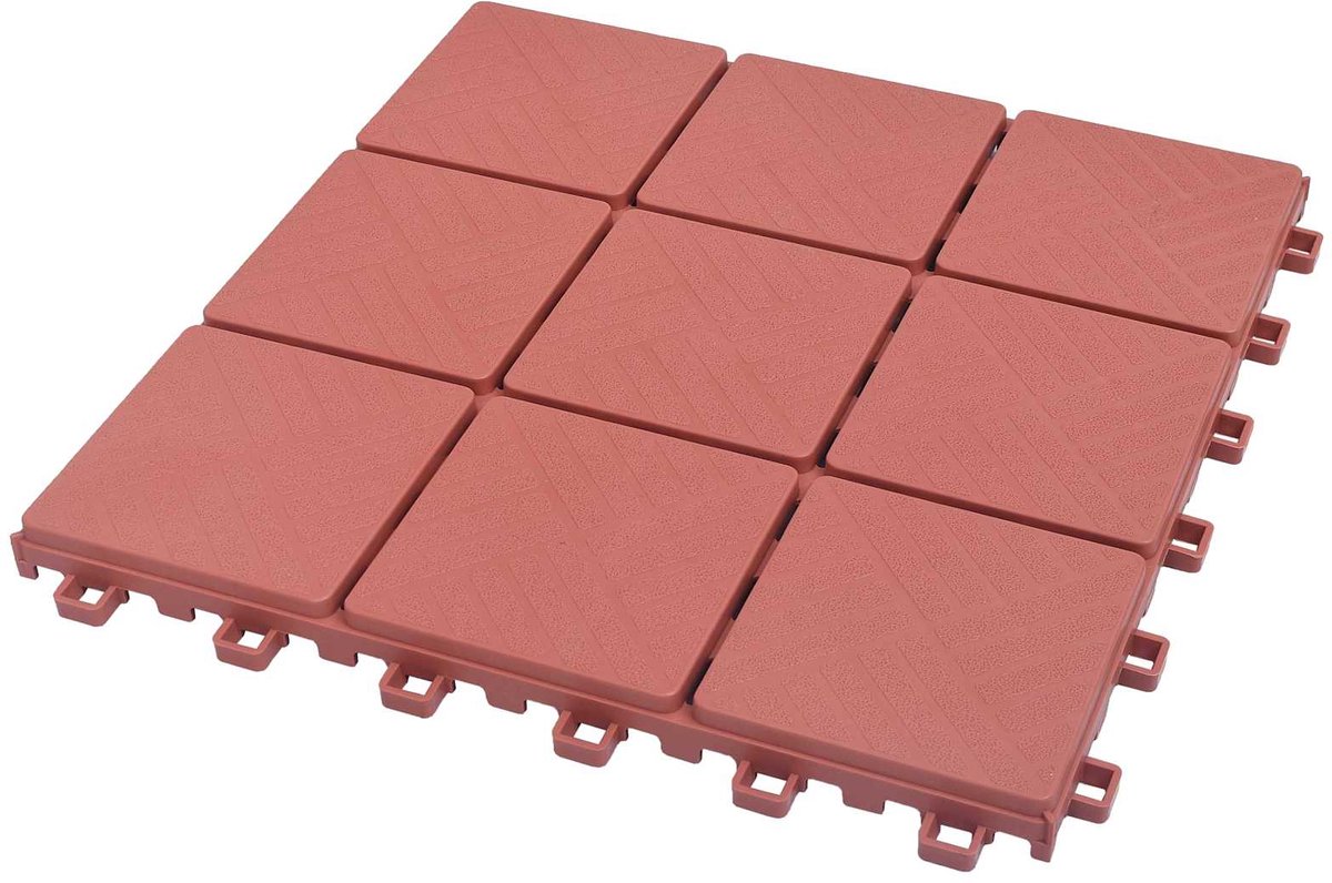 vidaXL - Terras - Tegel - 10 - pcs - Rood - 30,5 - x - 30,5 - x - 2,2 - cm - Polypropyleen