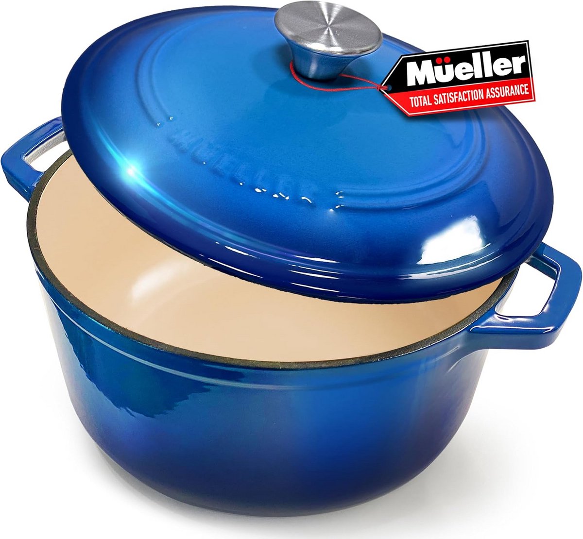 Geëmailleerde Gietijzeren Nederlandse Oven - 4.5 QT Braadpan met Deksel - Geschikt voor Alle Kookplaten
