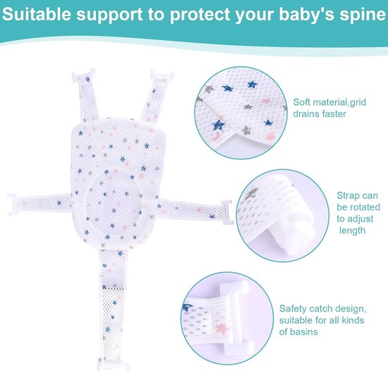 Verstelbaar Antislip Babybadnet met Zacht Spons Kussen voor Pasgeborenen 0-24 Maanden van Merkloos — afbeelding 5