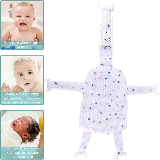 Verstelbaar Antislip Babybadnet met Zacht Spons Kussen voor Pasgeborenen 0-24 Maanden van Merkloos — afbeelding 4
