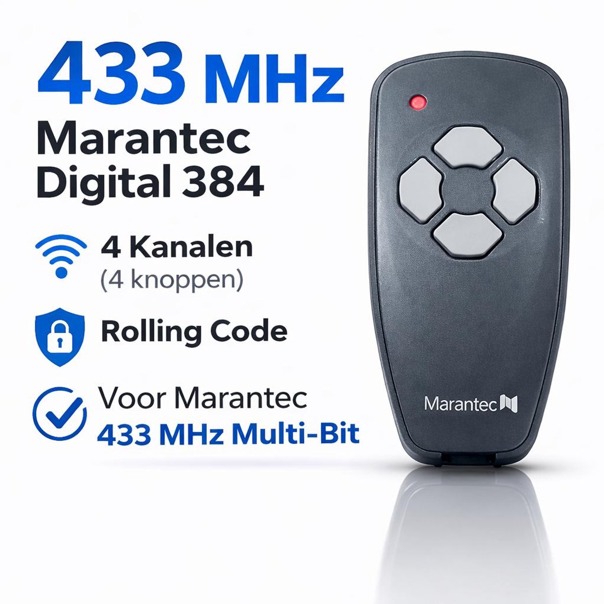 Marantec Digital 384 - Handzender - Afstandbediening - 433 MHz - voor garagedeuren