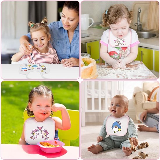 Kraamcadeau Knutselpakket: 6 Baby Slabbetjes en Rompertjes om Zelf te Schilderen met 12 Textielstiften en 22 Sjablonen - Kliedervrij Speelgoed (9-12 Maanden) — afbeelding 3