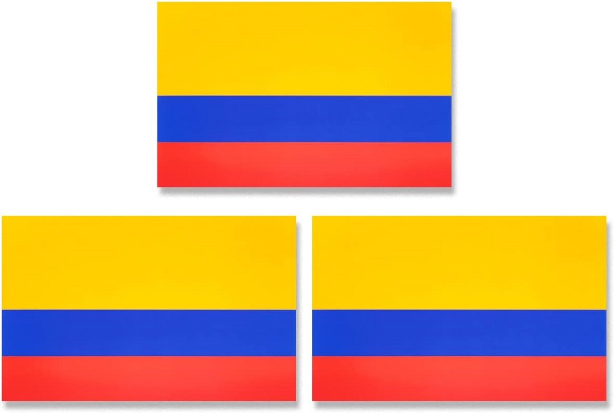 Set van 3 Colombia Vlag Magneetstickers voor Auto en Koelkast