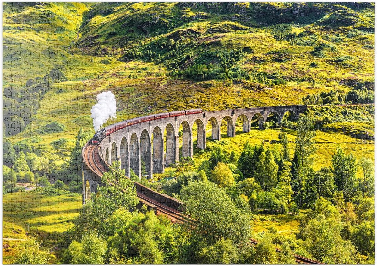 1000 Stukjes Puzzel: Glenfinnan Spoorwegviaduct en Jacobite Stoomtrein, Schotland