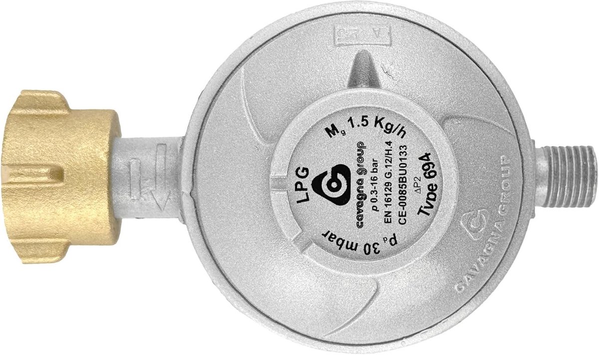 Camping Gasregelaar - Propaan Regelaar - Barbecue & Verwarming - 30 mbar Lagedruk - 1/4 Inch