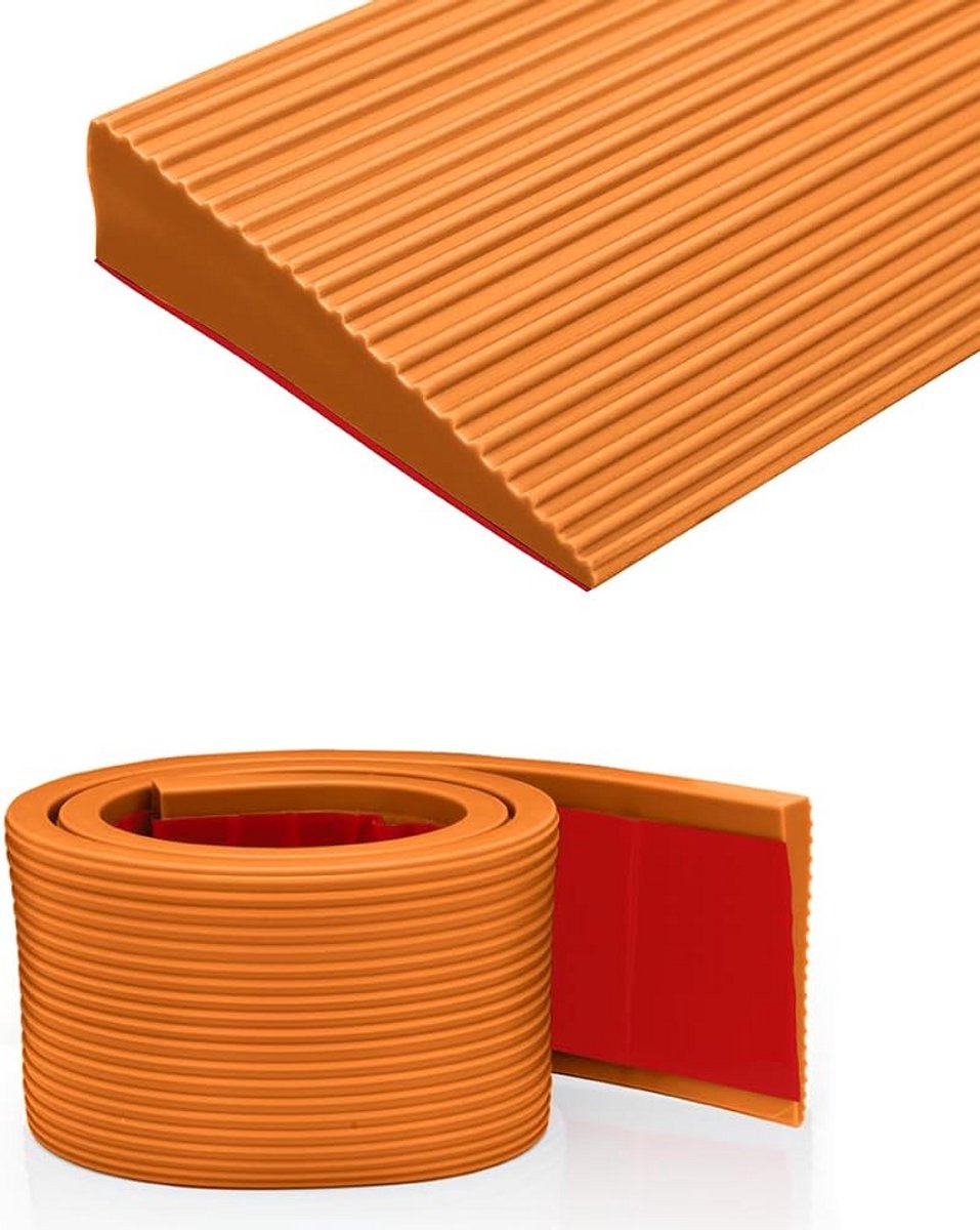Drempelhulp Oprit Rubber Antislip voor Rolstoel, Rollator of Scooter (Lichtbruin, 150x8x2,5 cm)