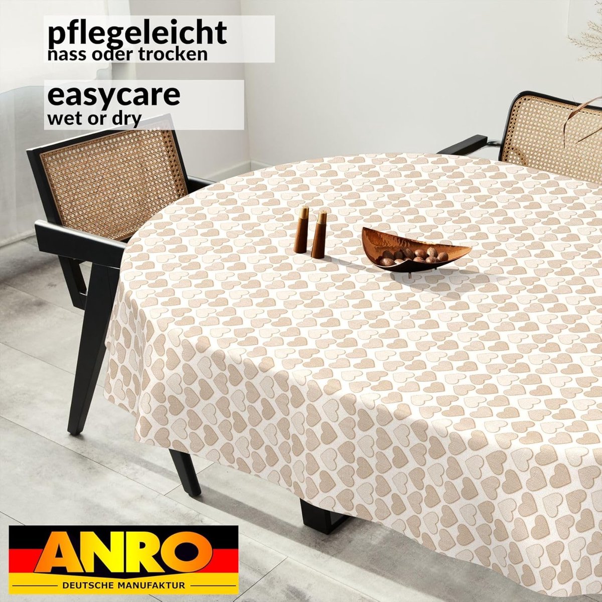 Afwasbaar Tafelkleed Ovaal voor Binnen en Buiten, Beige, 180 x 140 cm