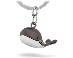 Sleutelhanger Pottwal Walvis - Gegoten Metaal - Glanzend Zilver Gunmetal