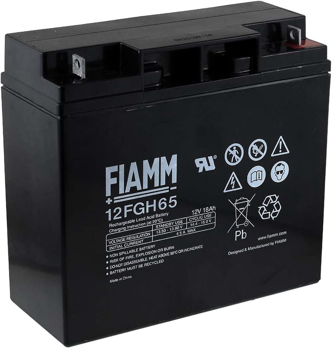 Oplaadbare Batterij - Loodzuur Accu - Noodstroom Toepassingen - Onderhoudsvrije AGM Techniek - 18 Ah 12 Volt - Zwart