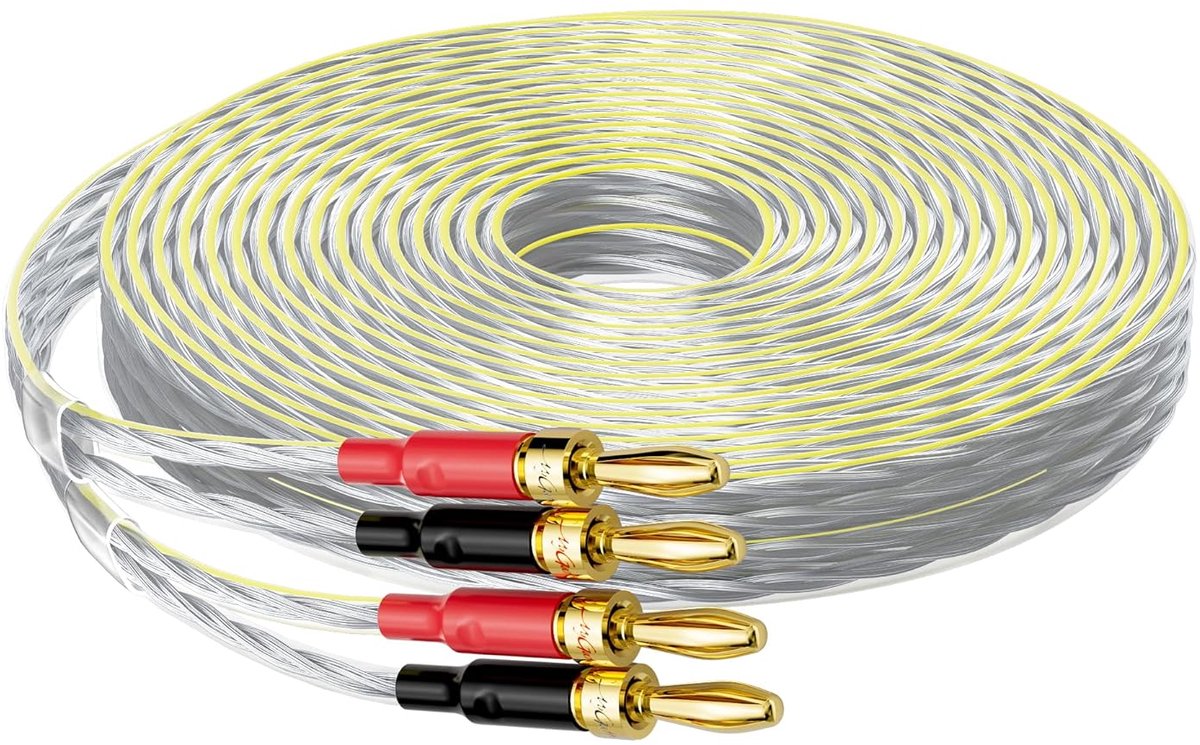 Platte Luidsprekerkabel 16 AWG met Banaanstekkers 7.6m - UL CL3 Gecertificeerd voor Binnen/Buiten