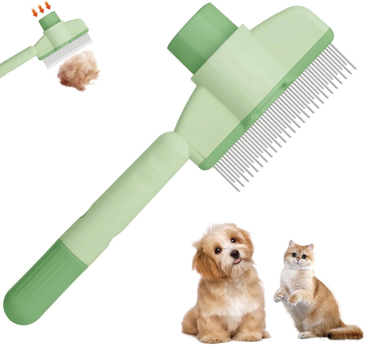 Huisdierenhaar Reinigingskam - Ontharingsborstel Kat Hond - Vacht Verzorgen - Zelfreinigend Ontwerp - 15 x 9 x 1 cm - null