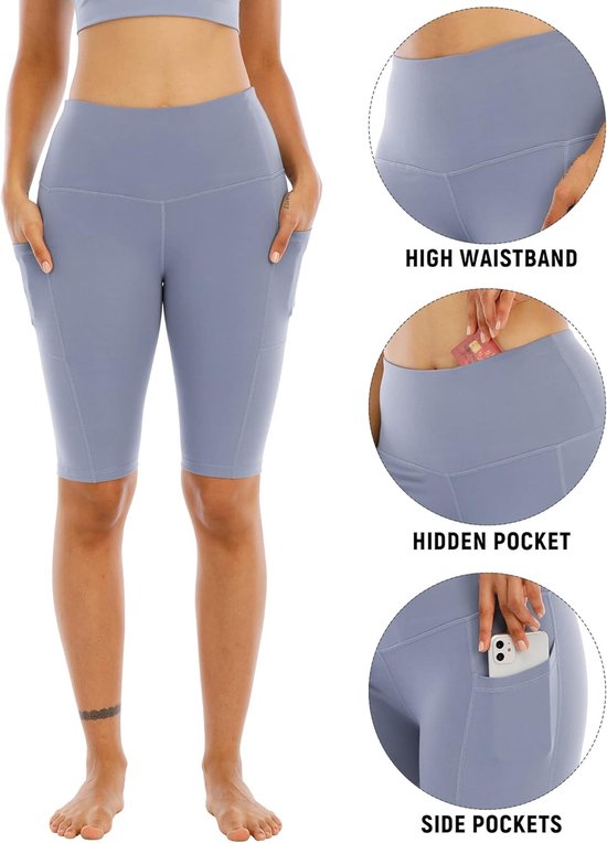 Sportshorts Dames - Atletische Broekjes - Fitness Yoga - Met Handige Zakken - Hoge Taille - 4-Pack — afbeelding 4