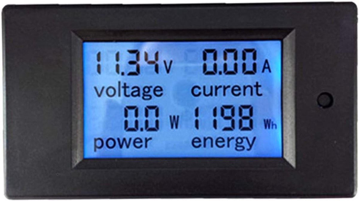 Digitale Energiemeter - Stroommeter Voltmeter - Energie Verbruik Meten - LCD Display Alarm - Tot 20A 100V