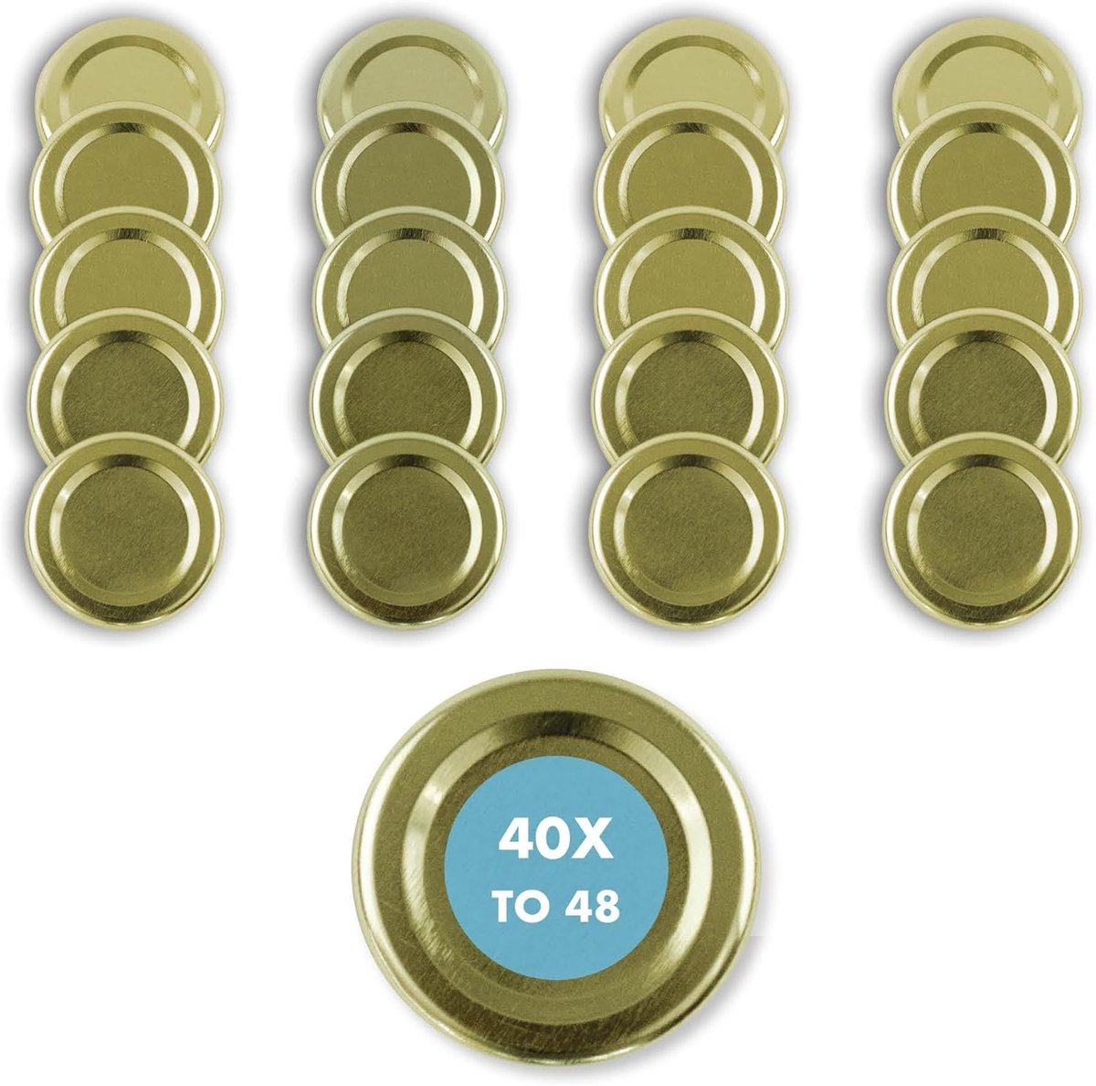40 Stuks Twist-Off Deksel 48mm voor Jampotten en Bewaarglazen