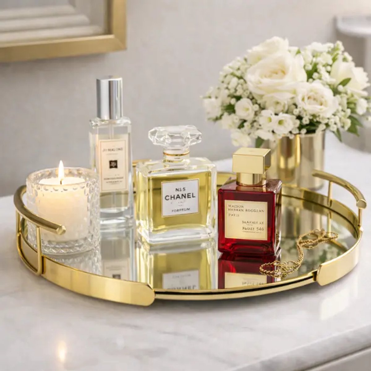 Fugurato - dienblad - 22Y0639G-M - elegant - goud - glas en metaal - 36x35x5 cm