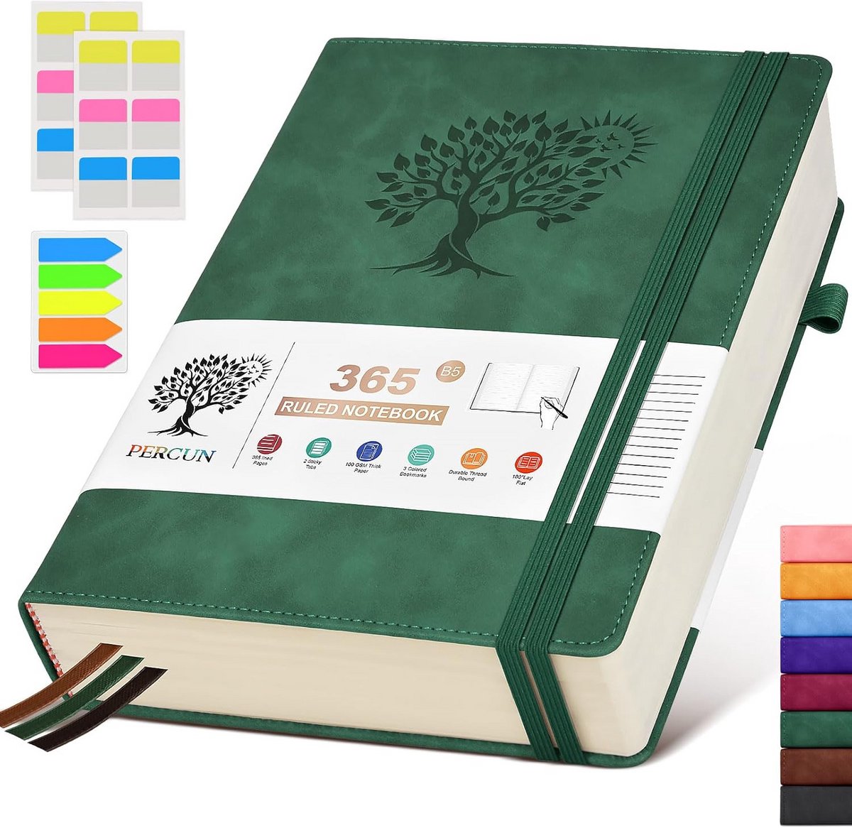 Groot Lined Notitieboek B5 - 365 Pagina's - Hardcover Dagboek met Dik Papier (100g/m²) - Ideaal voor Werk, School of Reizen