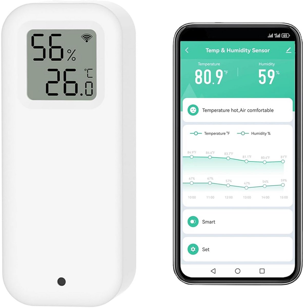 Slimme Digitale Hygrometer Temperatuursensor met App Meldingen