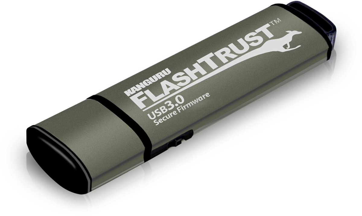 Kanguru – FlashTrust – 512 GB – Secure Firmware - USB 3.0 – USB-Stick – Fysieke Schrijfbeveilingsschakelaar – Zwart