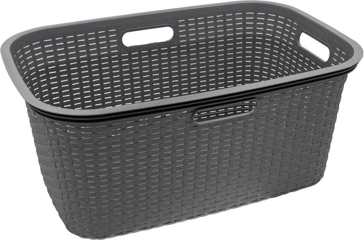Ruime Wasmand met Rotan-Look - 40L Kledingmand Grijs