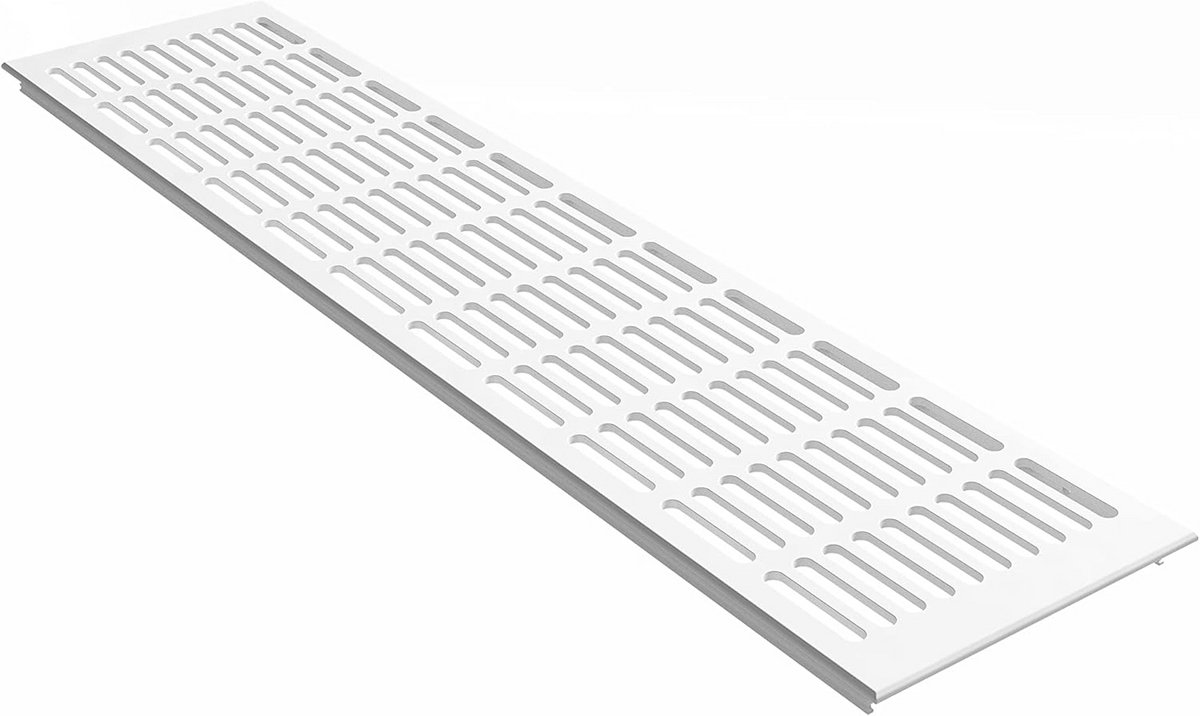 Ventilatierooster Aluminium Wit RAL9016 Breed 130mm met 30x5mm Perforatie voor Ventilatie en Afvoer