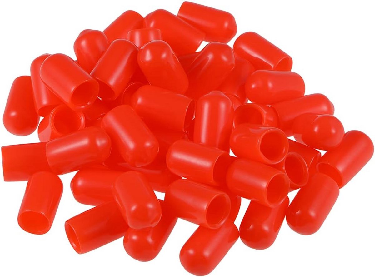 50 Stuks Ronde Rubberen Doppen Set Rood - Beschermdoppen voor Schroefkoppen en Meubelpoten