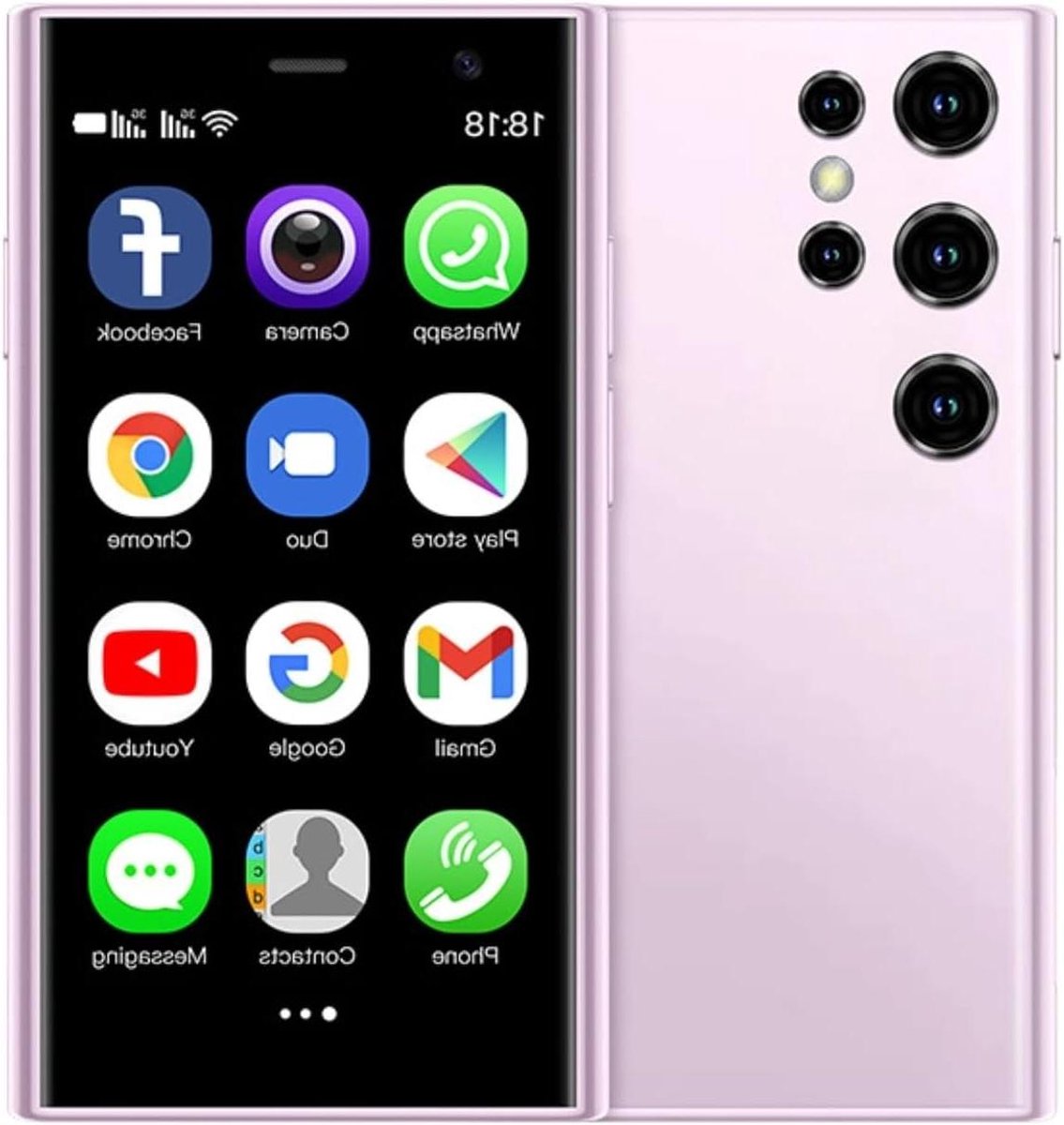 3-Inch Mini-Smartphone met Ultradun Design, WiFi en Dubbele Camera's - Paars