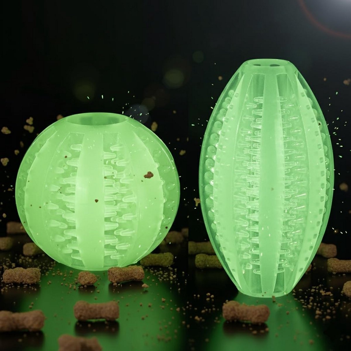 Glow-in-the-Dark Hondenspeelgoed Bal en Rugby voor Sterke Kauwers